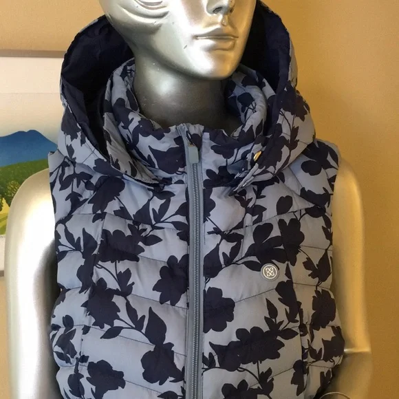 G/FORE Womens Tonal Floral Nylon Puffer Vest Fjord